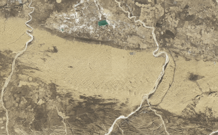 Aufnahme vom 20. Dezember 2017 von der chinesischen Kubuqi-Wüste (credit: Michala Garrison, Nasa).